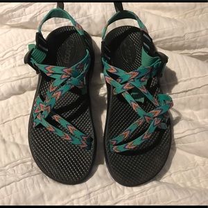 Teal and Purple Chaco Big Girl (size 5)